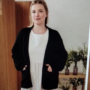 Tradlands Cottage Relaxed Cotton Cardigan Sweater Black S/M